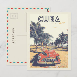 Postale Cuba, Caraïbes, voiture vintage typique Carte post