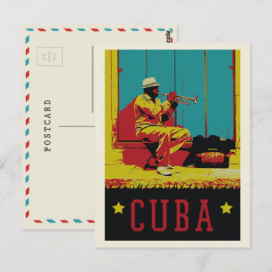 Postale Cuba Musicien typique des Caraïbes La Havane Carte