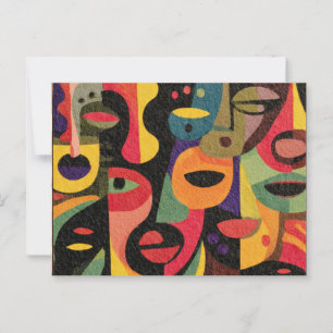 Postale Cubisme coloré moderne Visages Abstraits Carte pos