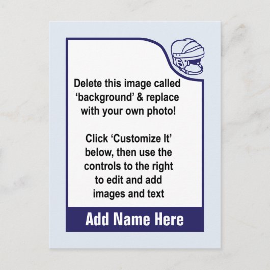 Postale Customisez votre propre carte de commerce de hocke (Devant)