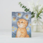 Postale Cute chat Kitten avec Firefly Fireworks Carte post (Debout devant)