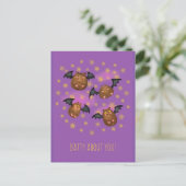 Postale Cute chauve-souris cupides "batty about you" carte (Debout devant)