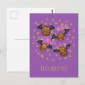 Postale Cute chauve-souris cupides "batty about you" carte (Devant / Derrière)