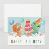 Postale Cute dinosaure 5e anniversaire carte (Devant / Derrière)