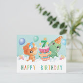 Postale Cute dinosaure 7ème anniversaire carte (Debout devant)