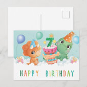 Postale Cute dinosaure 7ème anniversaire carte (Devant / Derrière)