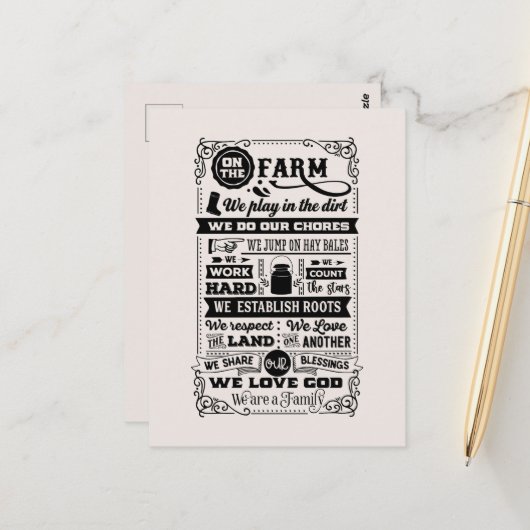 Postale Cute Ferme bienvenue ajouter message invité Carte  (Devant/Arrière en situation)