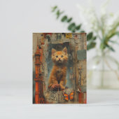 Postale Cute Ginger Kitten Mélange Media Collage Carte Pos (Debout devant)