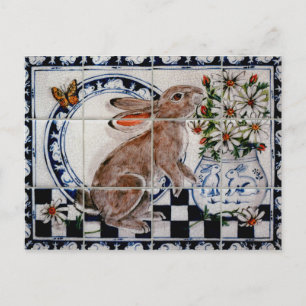Postale Cute Rabbit Bunny Cute Dedham Delft Tile Carte pos