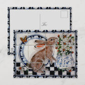 Postale Cute Rabbit Bunny Cute Dedham Delft Tile Carte pos (Devant / Derrière)