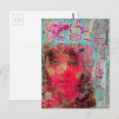 Postale Dame de fleurs Collage en techniques mixtes  Carte (Devant / Derrière)