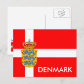 Postale Danemark Drapeau & Armoiries Carte postale! (Devant / Derrière)