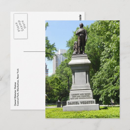 Postale Daniel Webster Statue Central Park NY Carte postal (Devant / Derrière)