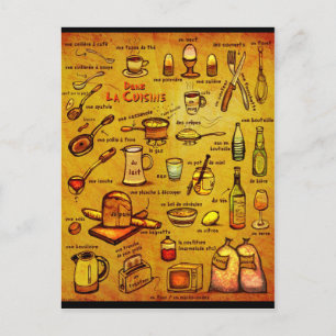 Postale Dans La Cuisine - carte vocale française