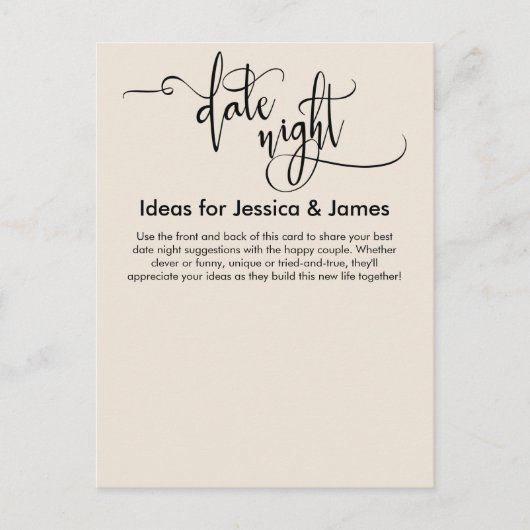 Postale Date Nuit Idées Elégante Carte Conseil Crème (Devant)