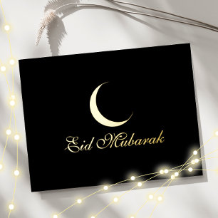 Postale De Vacances En Aluminium Carte Crescent Gold Foil Eid Moubarak