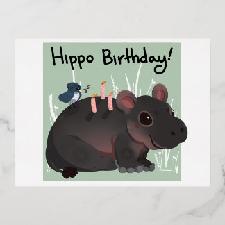 Postale De Vacances En Aluminium Carte d'anniversaire Hippo