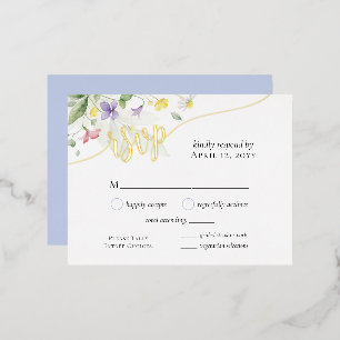 Postale De Vacances En Aluminium Carte Mariage Foil RSVP Watercolor Floral Dinner