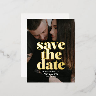Postale De Vacances En Aluminium Classy Modern Gold Foil Enregistrer la carte Date