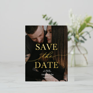 Postale De Vacances En Aluminium Classy Modern Gold Foil Enregistrer la carte Date