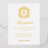 Postale De Vacances En Aluminium Élégant Monogramme Crest Mariage Réception Carte à (Recto)