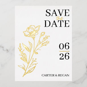 Postale De Vacances En Aluminium Mariage Gold Foil moderne Enregistrer la carte Dat