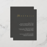 Mariage moderne Foil noir Détails Carte boîtier