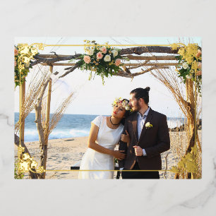 Postale De Vacances En Aluminium Mariage photo couple avec cadre élégant Carte