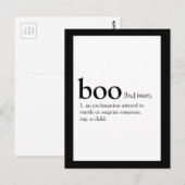 Postale Définition du dictionnaire de la carte Boo Hallowe (Devant / Derrière)