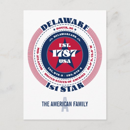 Postale Delaware, Dover, DE Patriotic Monogramme Carte Pos (Devant)