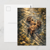 Postale Dérive ensemble | Art de loutre de rivière | Carte (Devant / Derrière)