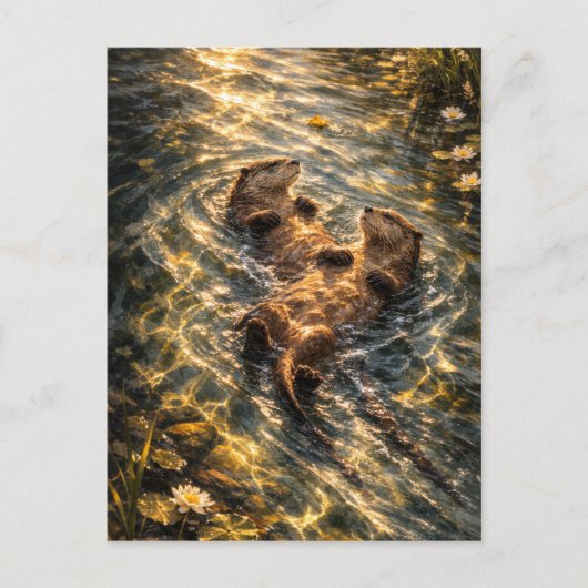 Postale Dérive ensemble | Art de loutre de rivière | Carte (Devant)
