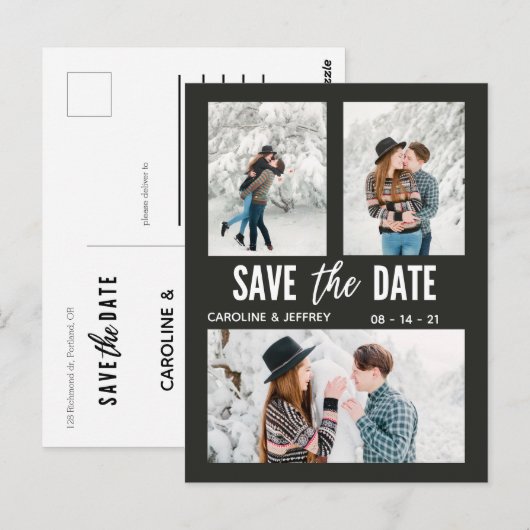 Postale design moderne multi photo enregistrer la carte po (Devant / Derrière)