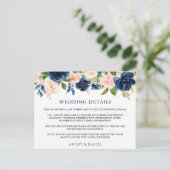 Postale Détails du mariage Carte d'insertion Florale Rose  (Debout devant)