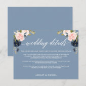 Postale Détails du mariage Carte d'insertion Florale rose  (Devant / Derrière)