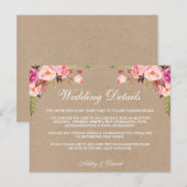 Postale Détails du Mariage rose Kraft Insérer une carte (Devant / Derrière)