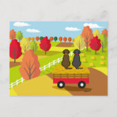 Postale Deux Labradors sur le chariot à foin dans la carte (Devant)
