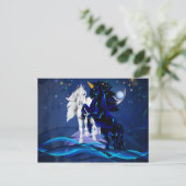 Postale Deux licornes et carte WavesPost (Debout devant)