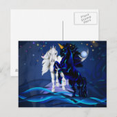 Postale Deux licornes et carte WavesPost (Devant / Derrière)