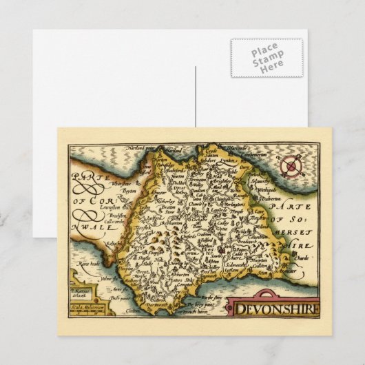 Postale Devon (Devonshire) Comté Angleterre Carte des Anti (Devant / Derrière)