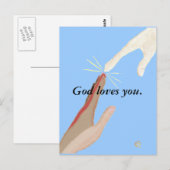 Postale Dieu vous aime, Énergie, Multiracial Hands Carte p (Devant / Derrière)