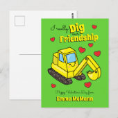 Postale Digger Cute Kid Valentine's Day Excavator Carte po (Devant / Derrière)