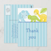Postale dinosaure de garçon mignon cool merci carte postal (Devant / Derrière)