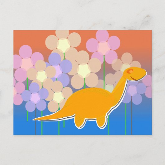 Postale Dinosaure mou dans le champ de fleurs Carte postal (Devant)