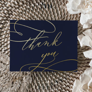 Postale D'invitation À Feuilles D'aluminium Calligraphie romantique Gold Foil Marine Carte de