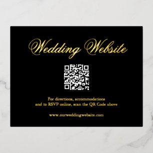 Postale D'invitation À Feuilles D'aluminium Carte de boîtier Mariage de code QR noir tradition