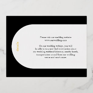 Postale D'invitation À Feuilles D'aluminium Carte de boîtier Mariage moderne Camila Black Arch