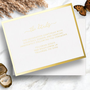 Postale D'invitation À Feuilles D'aluminium Carte de mariage avec feuille d'or incluse