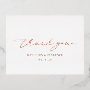 Postale D'invitation À Feuilles D'aluminium Carte de remerciement de mariage élégante classiqu