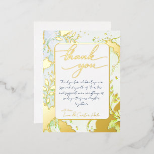 Postale D'invitation À Feuilles D'aluminium Carte de remerciement minimaliste couleur aquarell